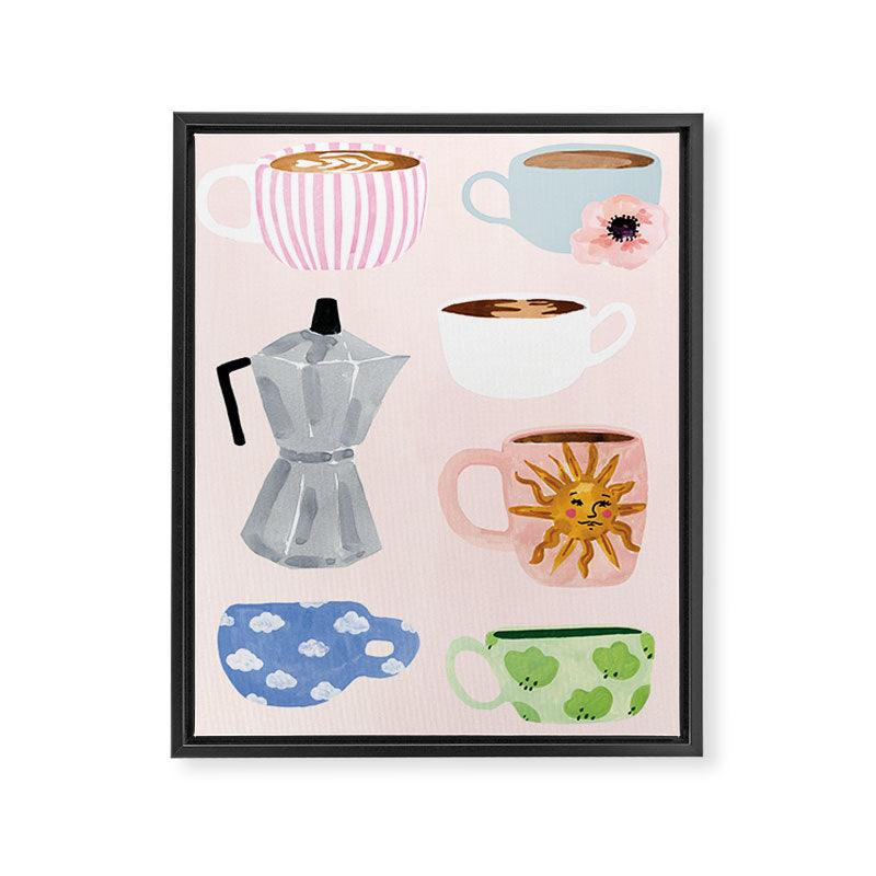Cute Coffee Mugs Framed Canvas Print Gallery Image 6