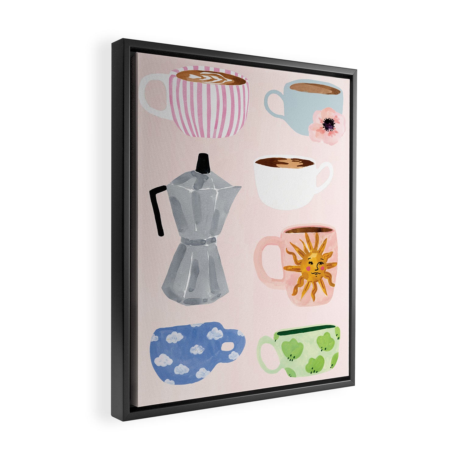 Cute Coffee Mugs Framed Canvas Print Gallery Image 2