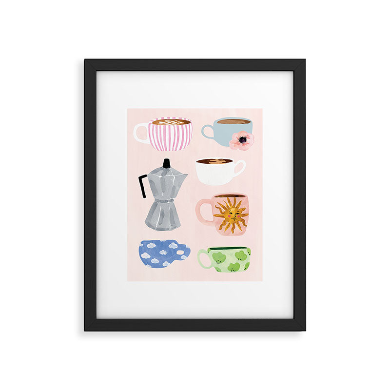 Cute Coffee Mugs Framed Art Print Gallery Image 5