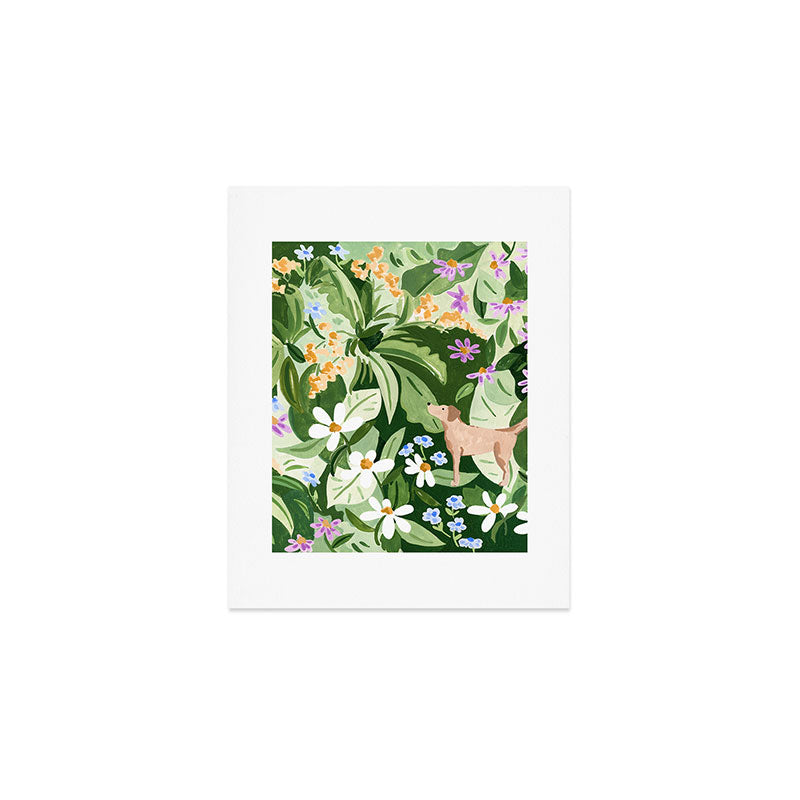 Dog and Wildflowers Art Print Gallery Image 1