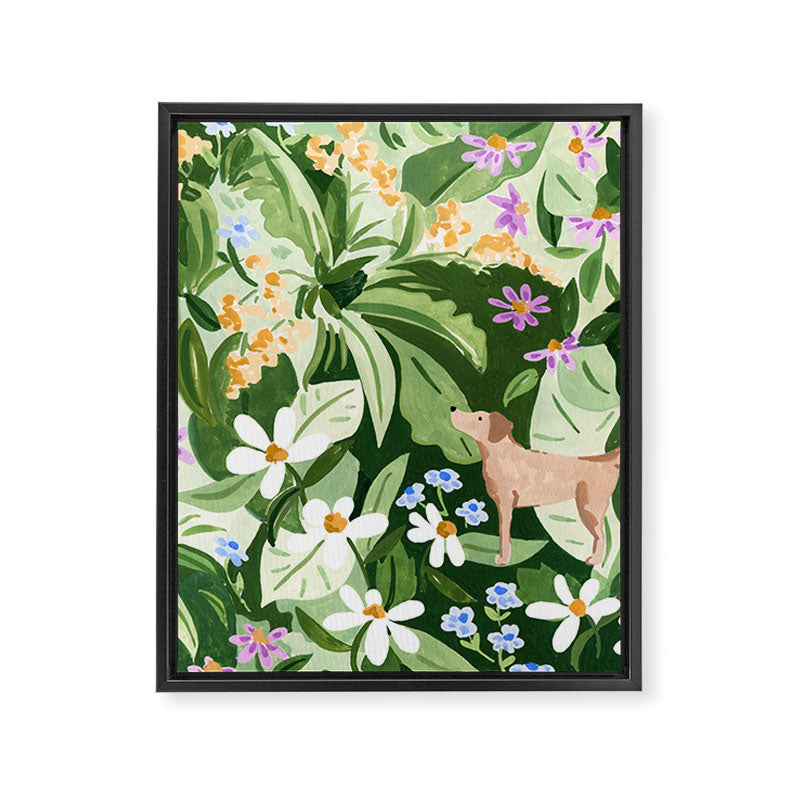 Dog and Wildflowers Framed Canvas Print Gallery Image 8