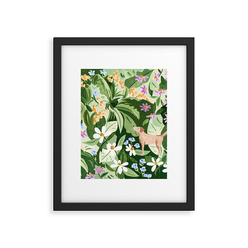 Dog and Wildflowers Framed Art Print Gallery Image 6