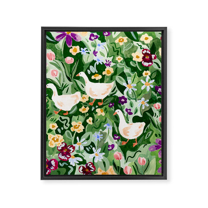 Ducks and Wildflowers Framed Canvas Print Gallery Image 1