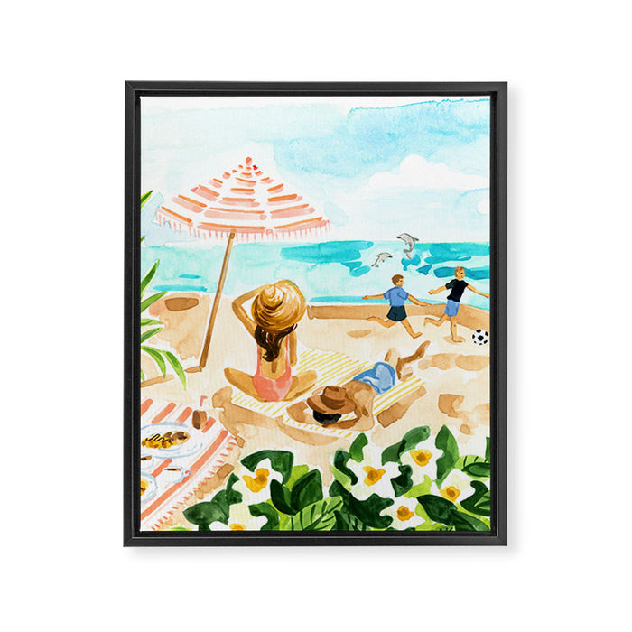 Family at the Beach Framed Canvas Print Gallery Image 1