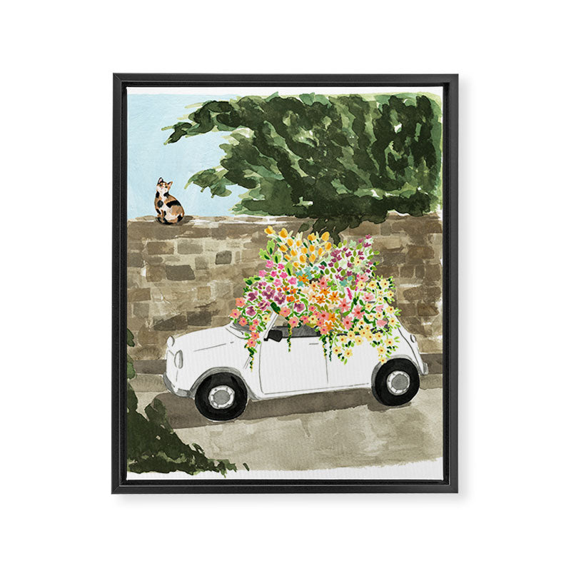 Floral Italian Car Framed Canvas Print Gallery Image 6