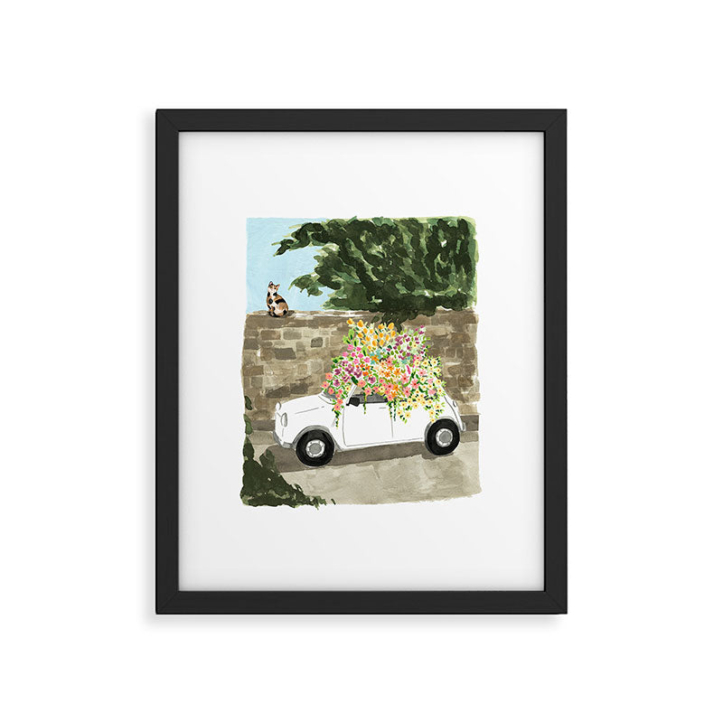 Floral Italian Car Framed Art Print Gallery Image 5