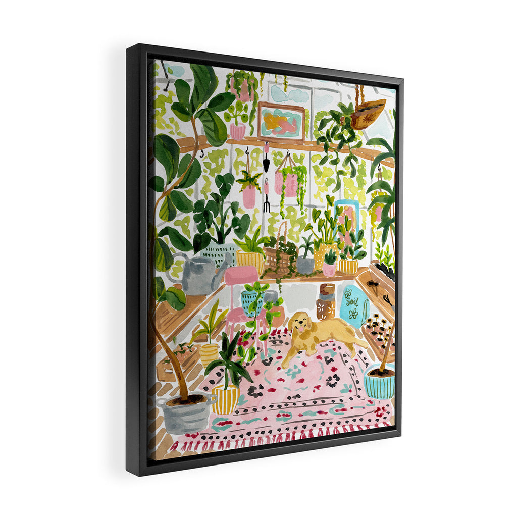 Greenhouse Dog Framed Canvas Print Gallery Image 2