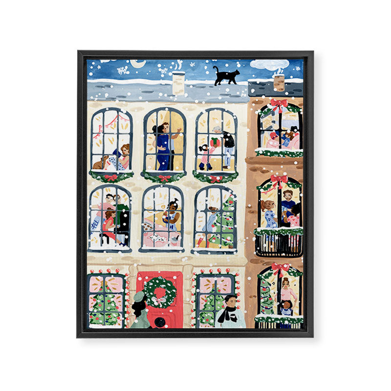 Holiday Apartment Windows Framed Canvas Print Gallery Image 6