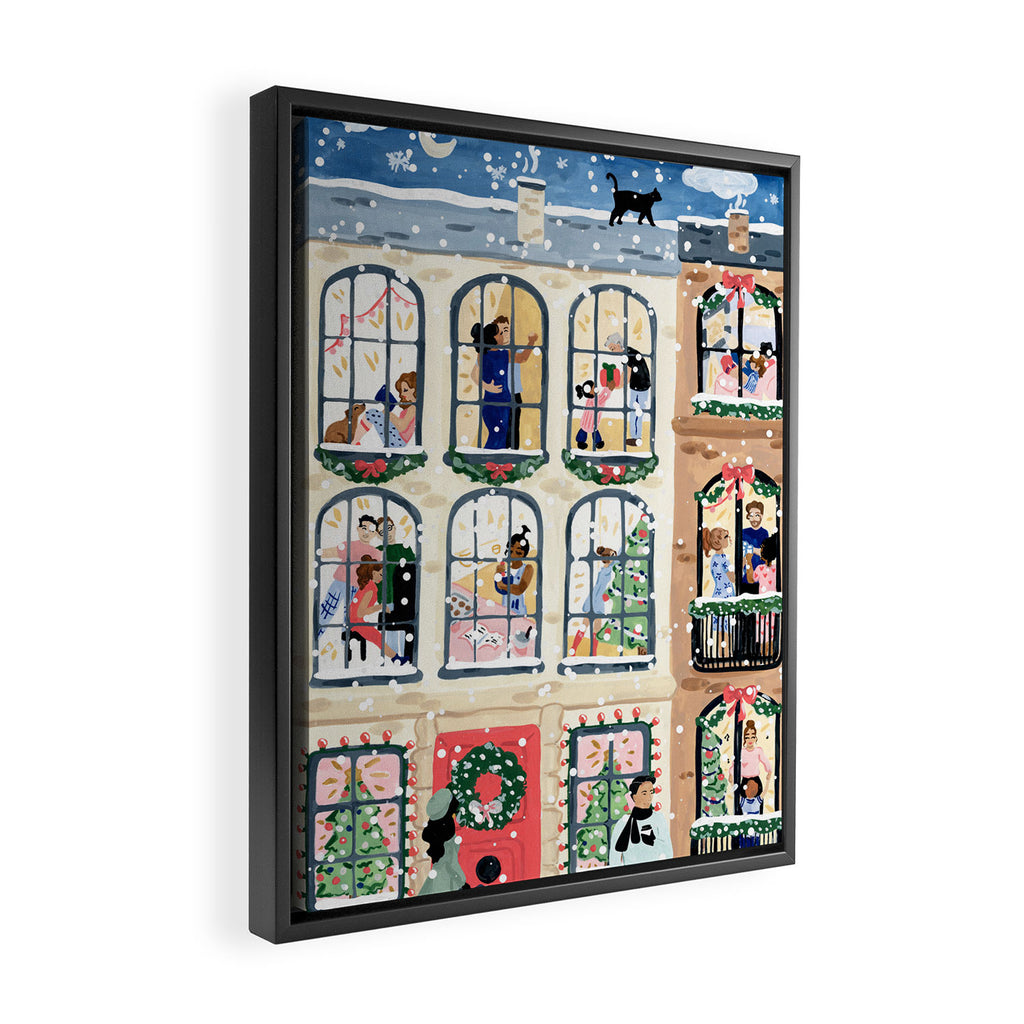 Holiday Apartment Windows Framed Canvas Print Gallery Image 2