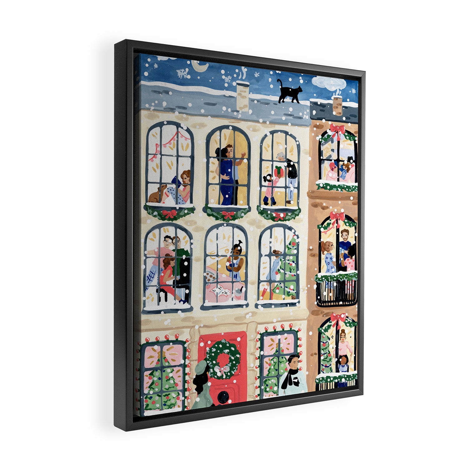 Holiday Apartment Windows Framed Canvas Print Gallery Image 2