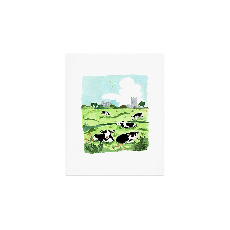 Ireland Landscape with Cows Art Print Gallery Image 1