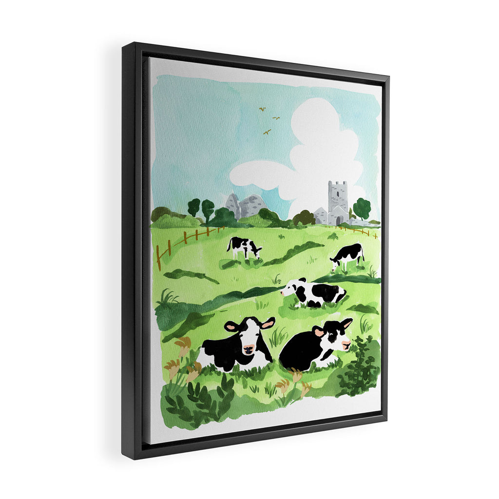 Ireland Landscape with Cows Framed Canvas Print Gallery Image 2
