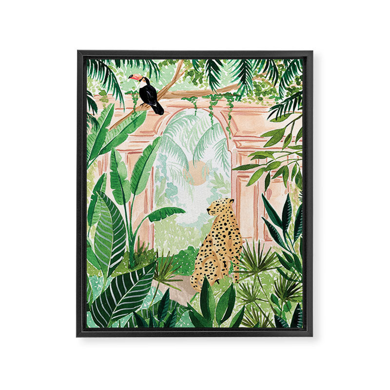 Jungle Cheetah and Toucan Framed Canvas Print Gallery Image 6