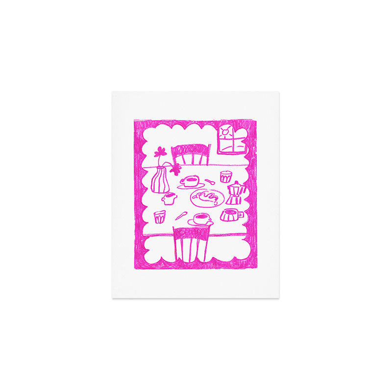 Kitchen Table in Magenta Art Print Gallery Image 1