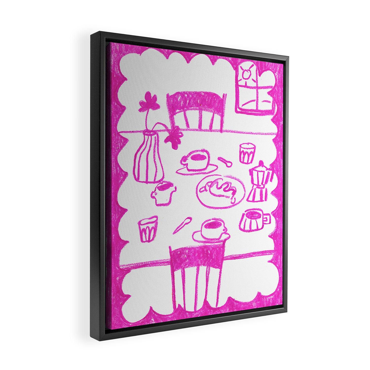 Kitchen Table in Magenta Framed Canvas Print Gallery Image 2