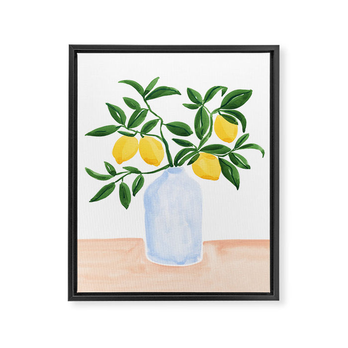 Lemon Tree Branch in a Vase Framed Canvas Print Gallery Image 1