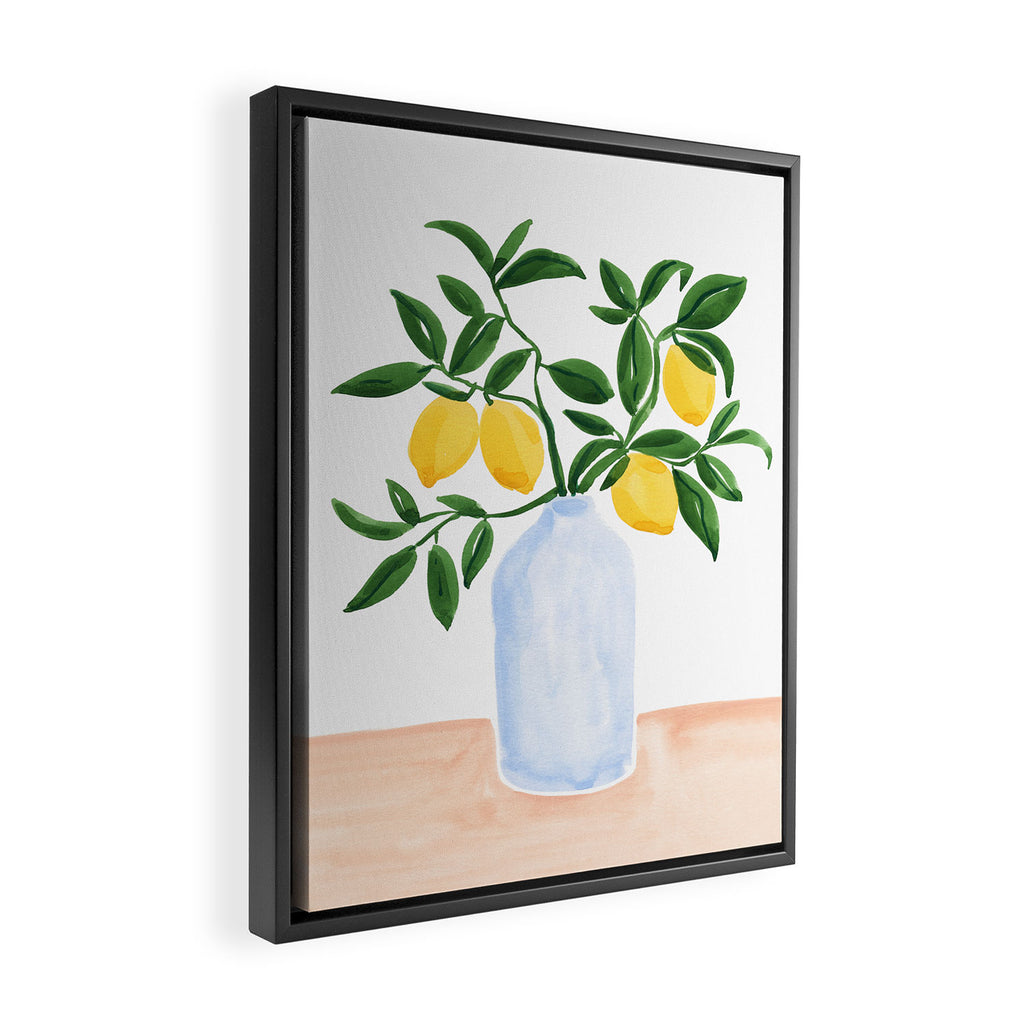 Lemon Tree Branch in a Vase Framed Canvas Print Gallery Image 2