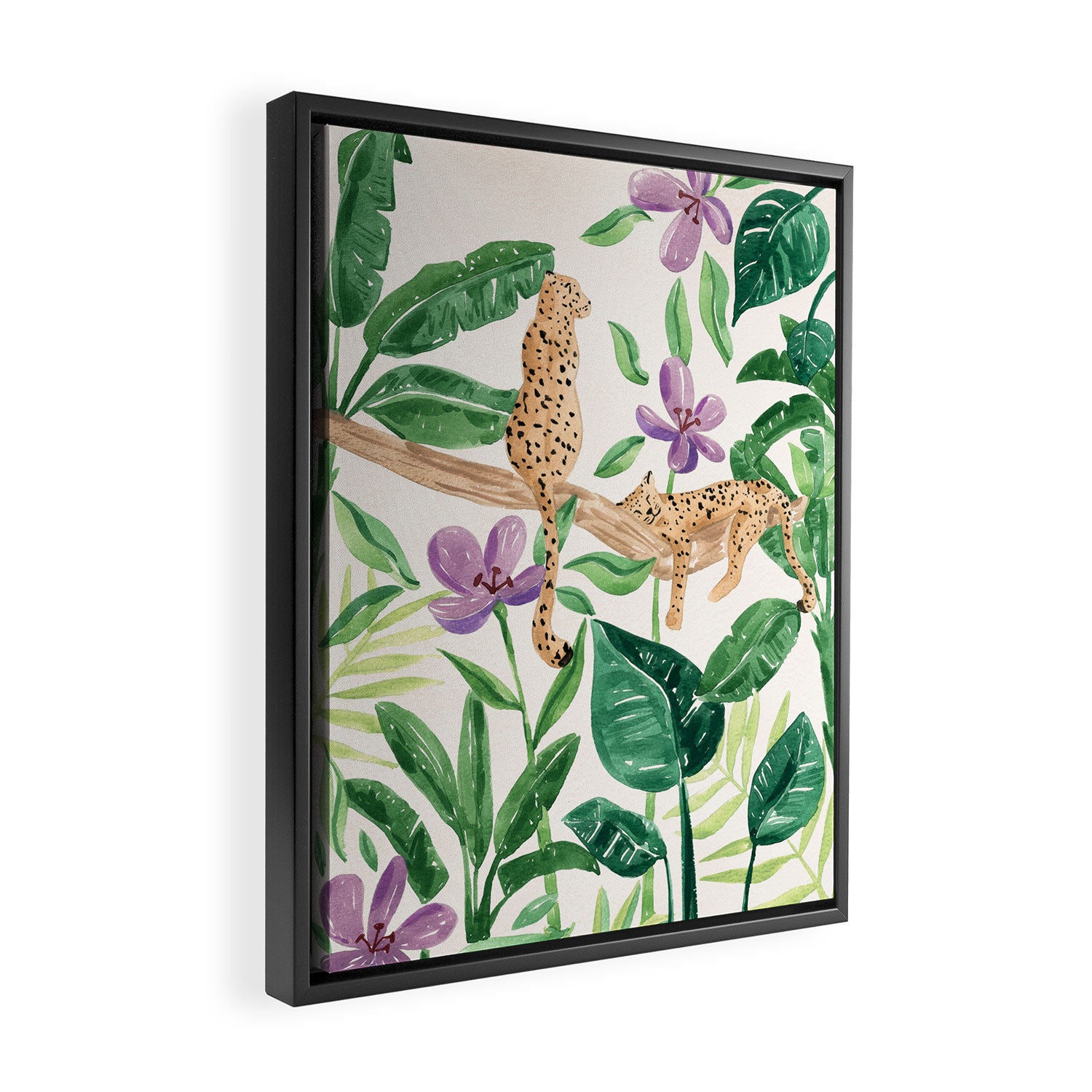 Leopards in the Jungle Framed Canvas Print Gallery Image 2