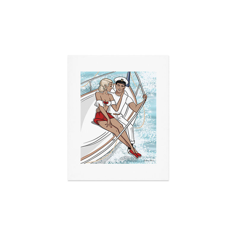 Lovers on a Sailboat Art Print Gallery Image 1