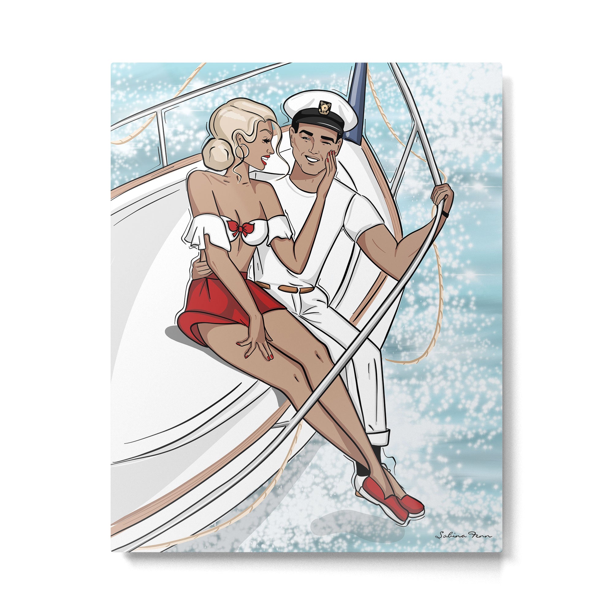 Lovers on a Sailboat Metal Print Gallery Image 4