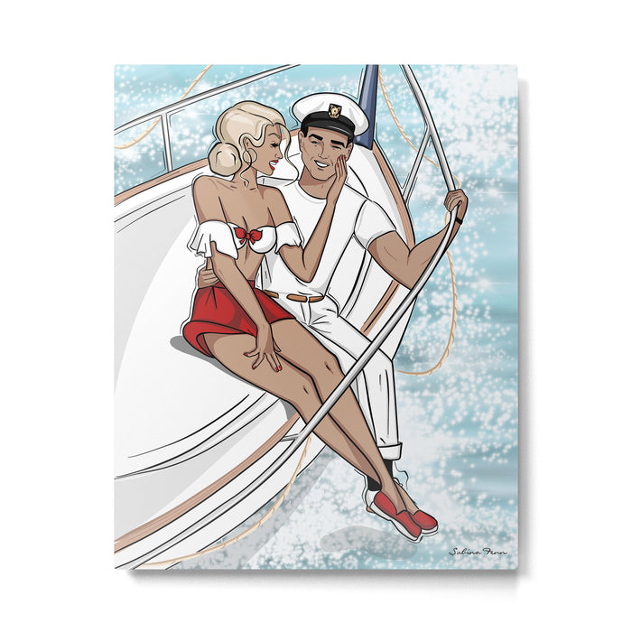 Lovers on a Sailboat Metal Print Gallery Image 1