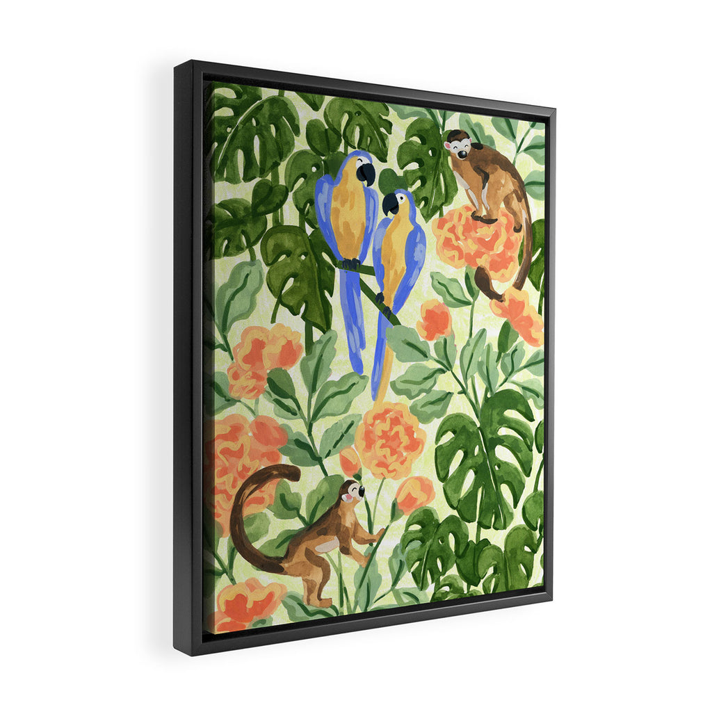 Monkeys and Parrots Framed Canvas Print Gallery Image 2