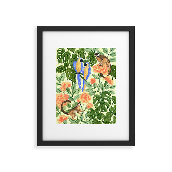 Monkeys and Parrots Framed Art Print Gallery Image 1