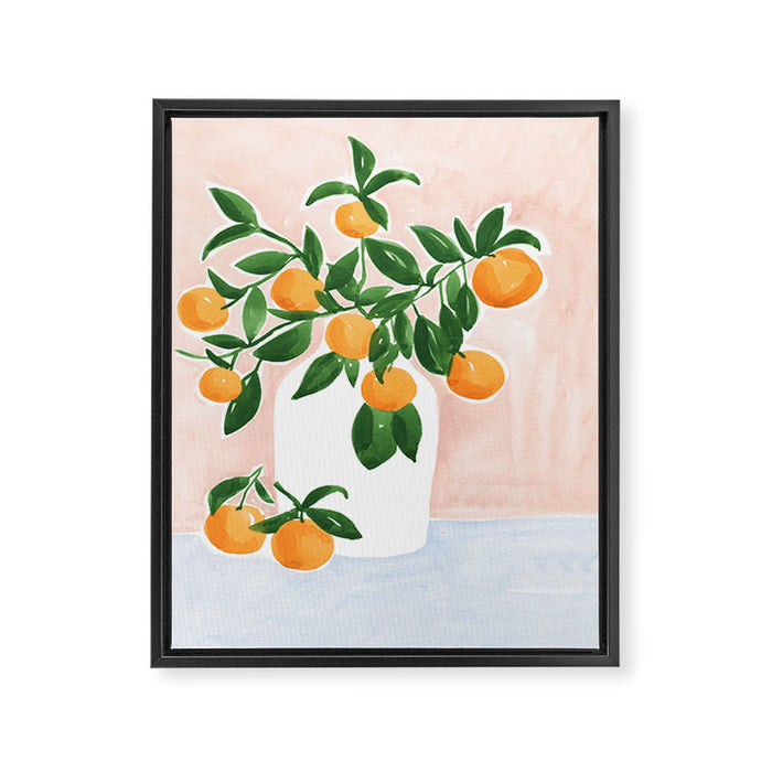Orange Tree Branch in a Vase Framed Canvas Print Gallery Image 1