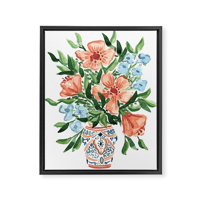 Peachy Florals Framed Canvas Print Gallery Image 1