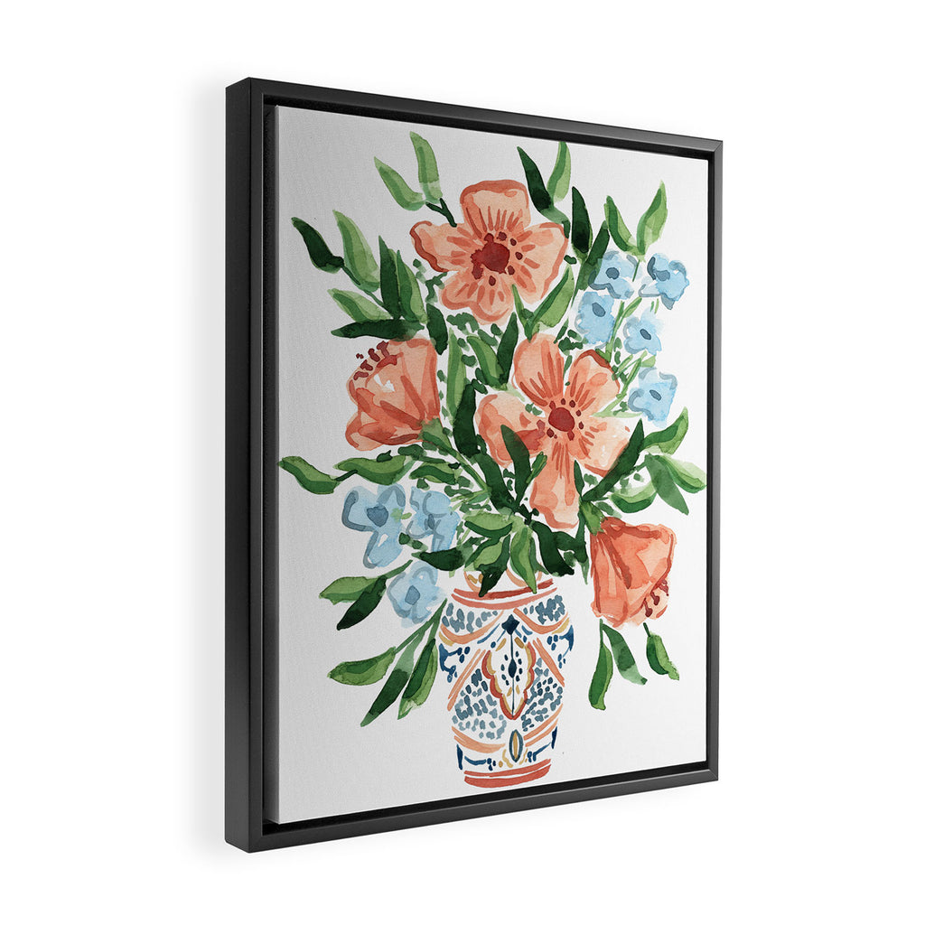 Peachy Florals Framed Canvas Print Gallery Image 2