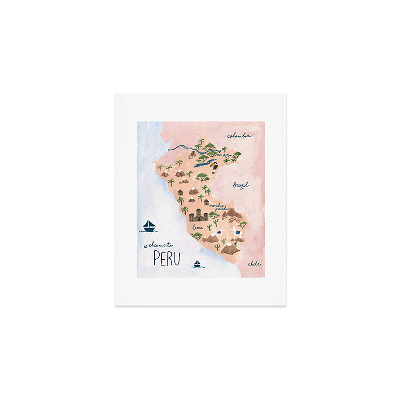 Peru Map Art Print Gallery Image 1