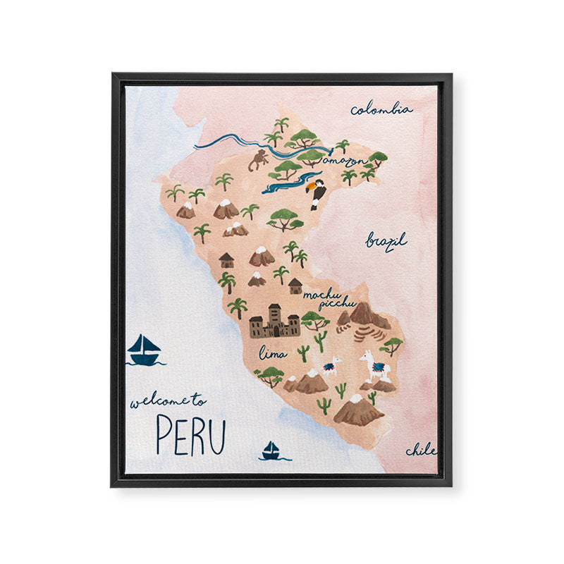 Peru Map Framed Canvas Print Gallery Image 6