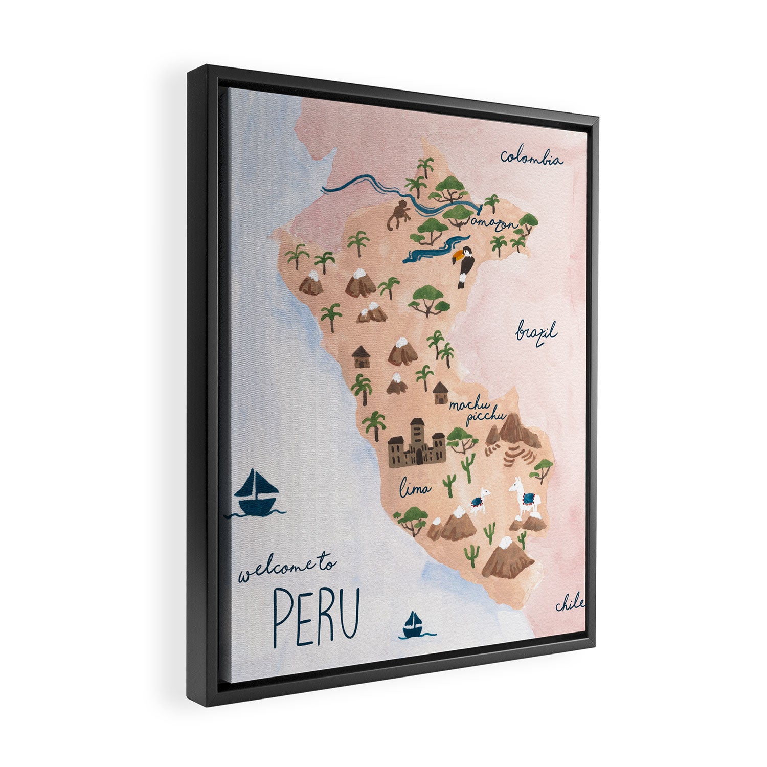 Peru Map Framed Canvas Print Gallery Image 2