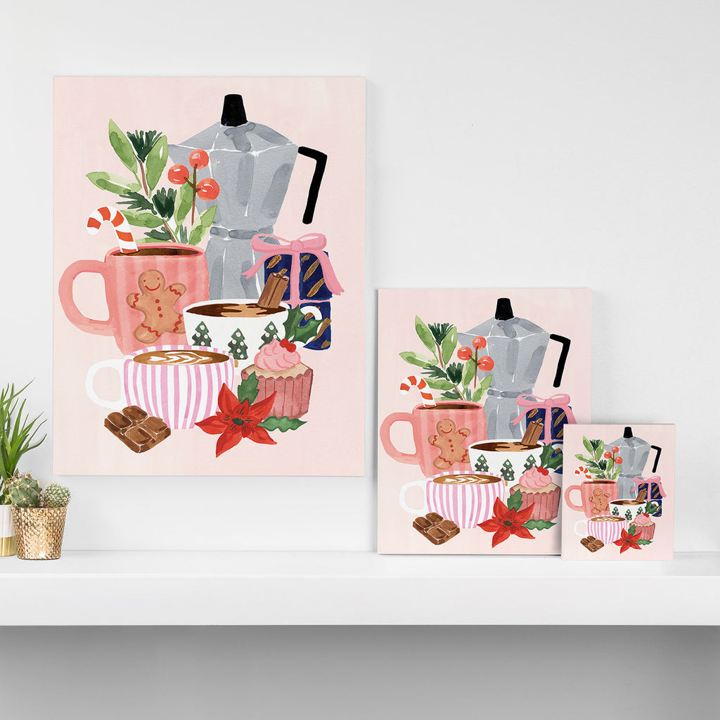 Pink Christmas Still Life Canvas Print Gallery Image 3