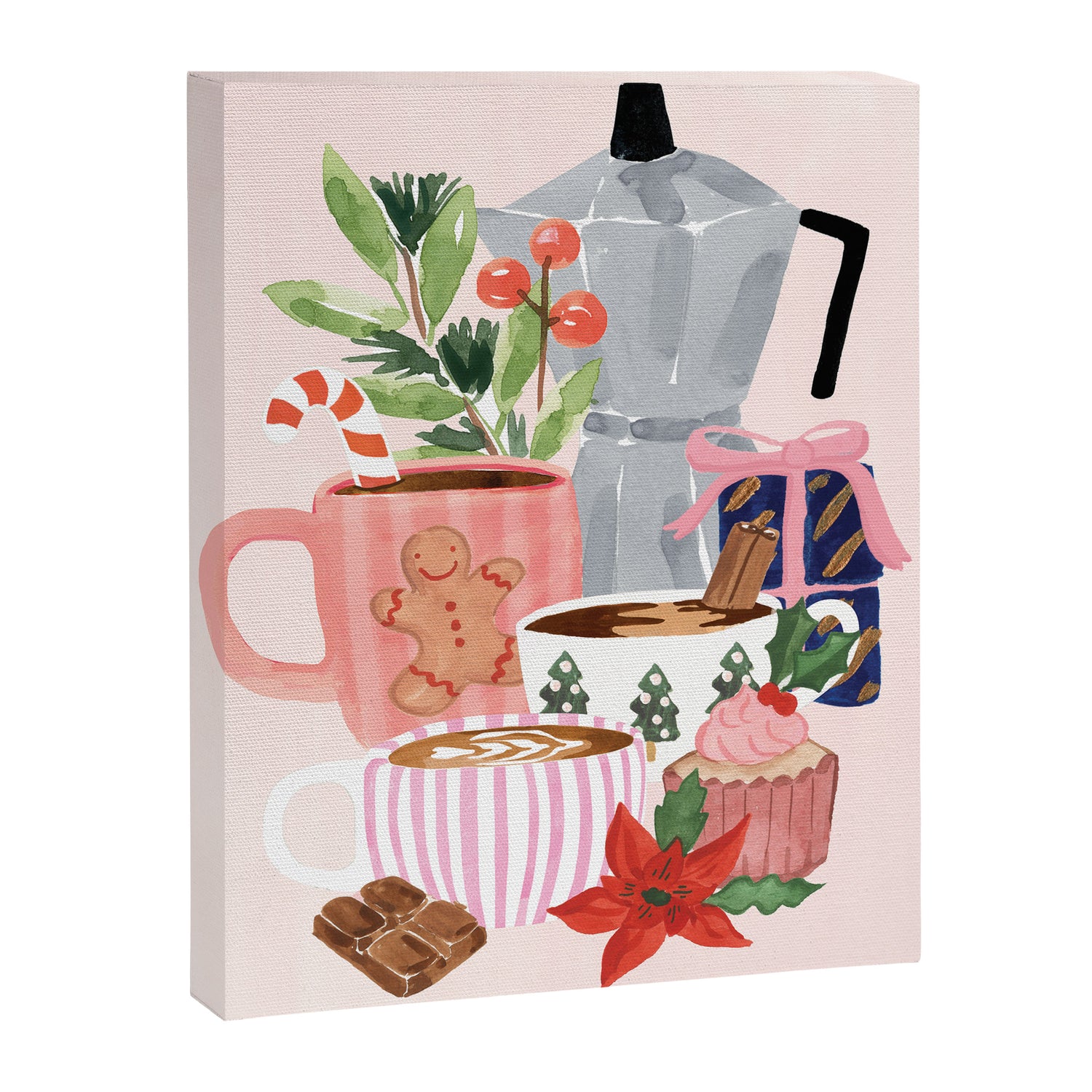 Pink Christmas Still Life Canvas Print Gallery Image 3