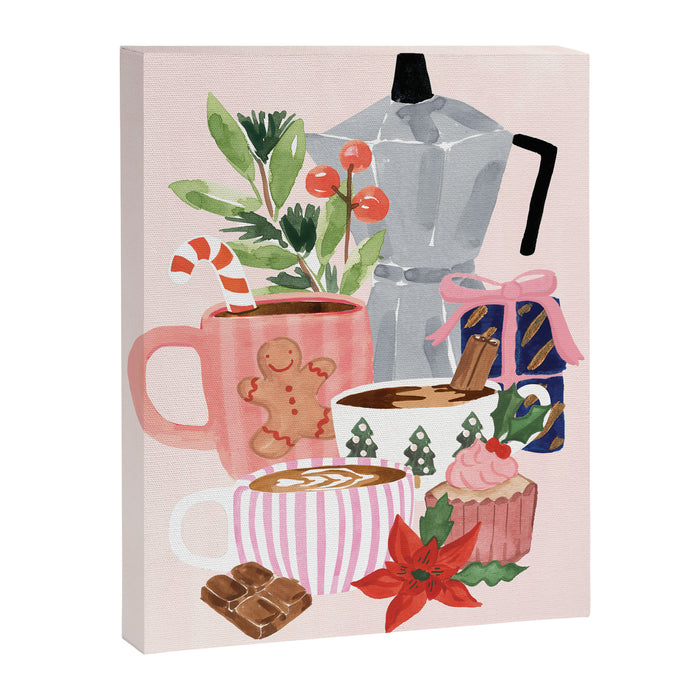 Pink Christmas Still Life Canvas Print Gallery Image 1
