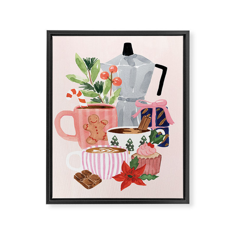 Pink Christmas Still Life Framed Canvas Print Gallery Image 6