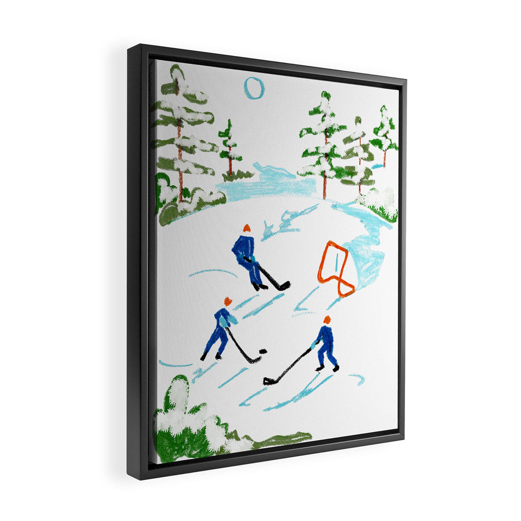 Pond Hockey Framed Canvas Print Gallery Image 2