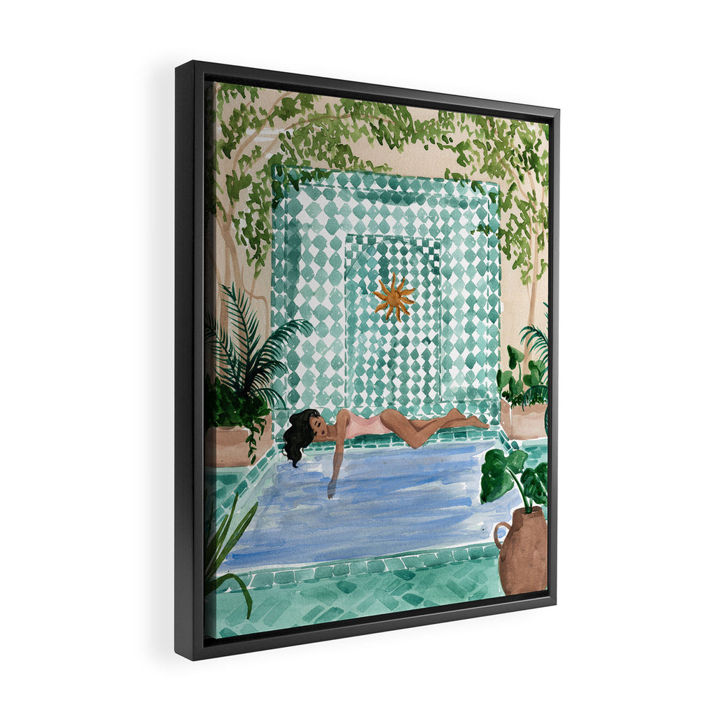 Poolside Siesta Framed Canvas Print Gallery Image 2