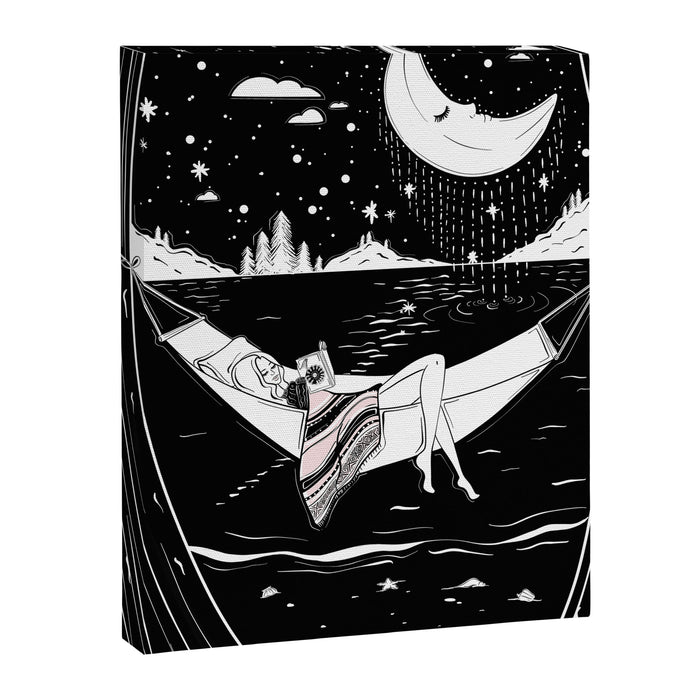Reading in the Moonlight Canvas Print Gallery Image 1
