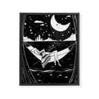 Reading in the Moonlight Framed Canvas Print Gallery Image 6