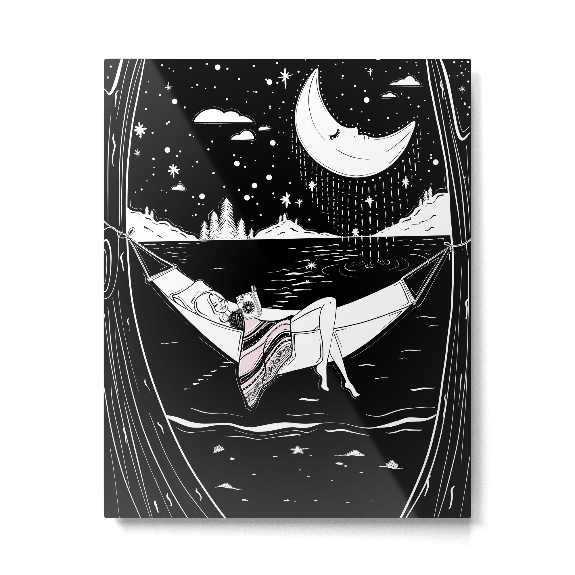 Reading in the Moonlight Metal Print Gallery Image 4