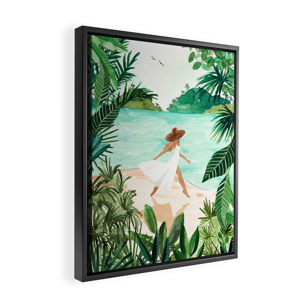 Seaside Beach Girl Framed Canvas Print Gallery Image 2