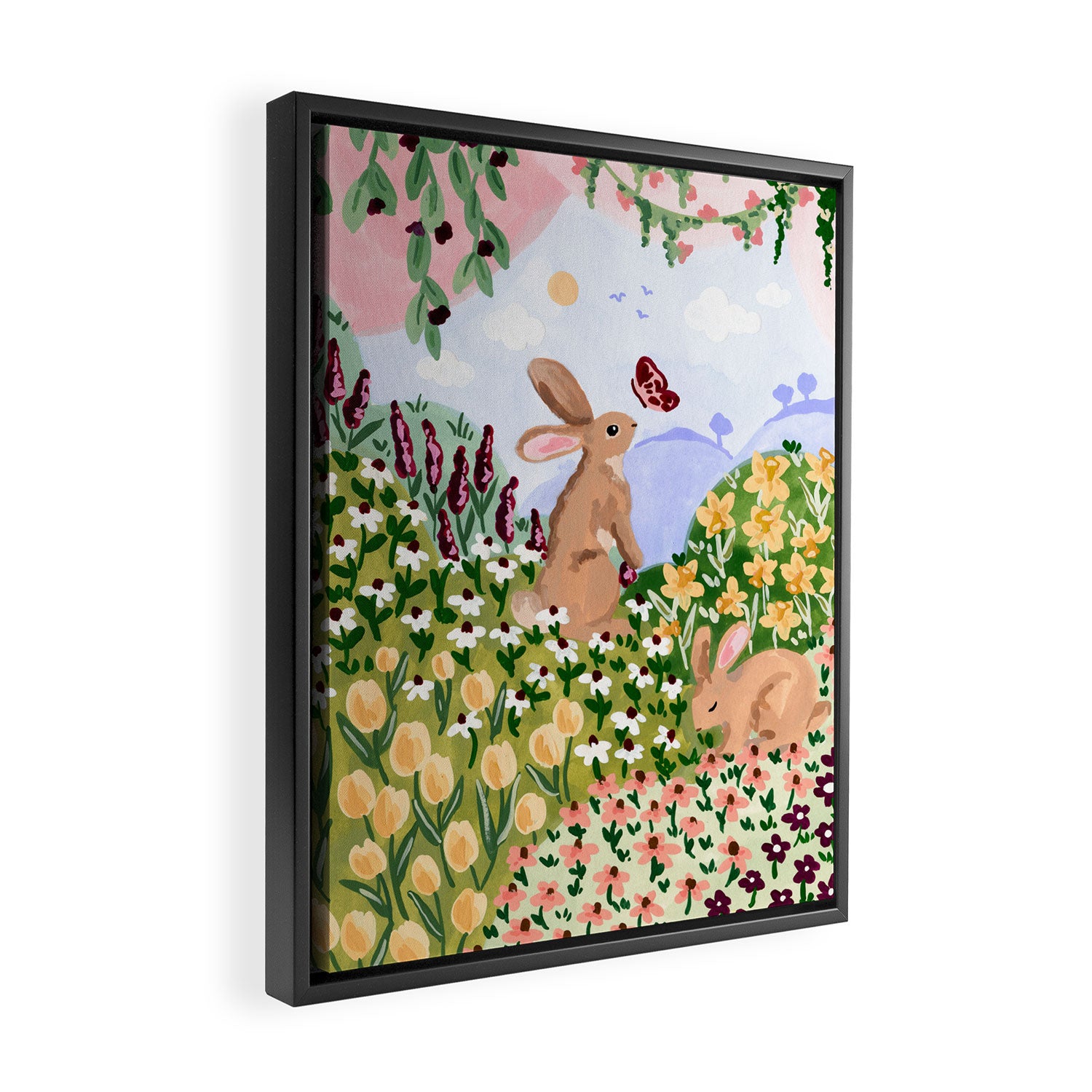 Spring Bunnies Framed Canvas Print Gallery Image 2
