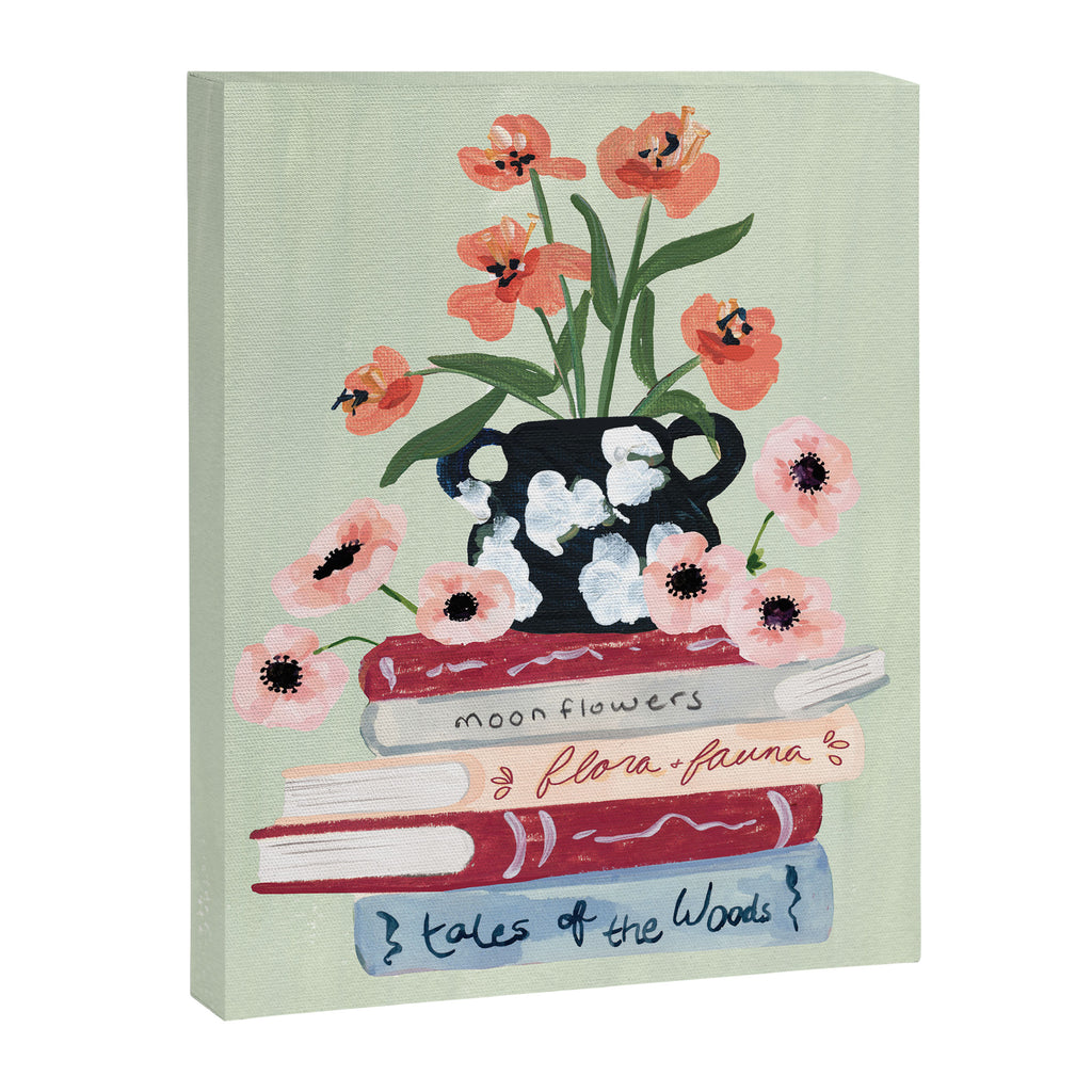 Still Life Art Print with Books and Flowers Canvas Print Gallery Image 6