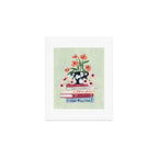Still Life Art Print with Books and Flowers Art Print Gallery Image 1