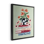 Still Life Art Print with Books and Flowers Framed Canvas Print Gallery Image 2