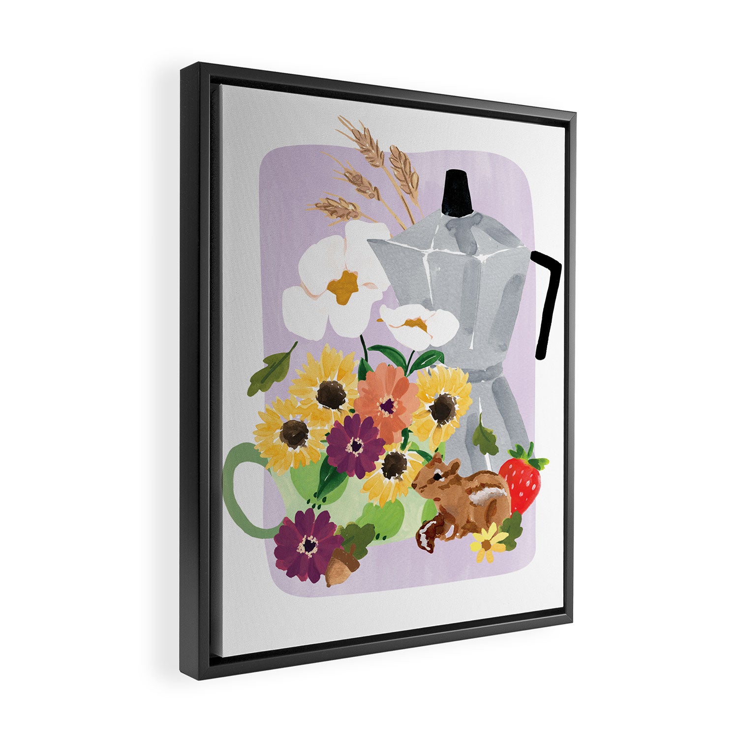 Still Life with Coffee & Chipmunk Print Framed Canvas Print Gallery Image 2