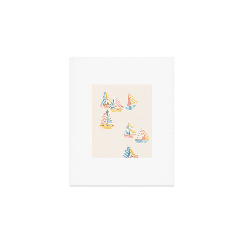 Striped sailboats Art Print Gallery Image 1