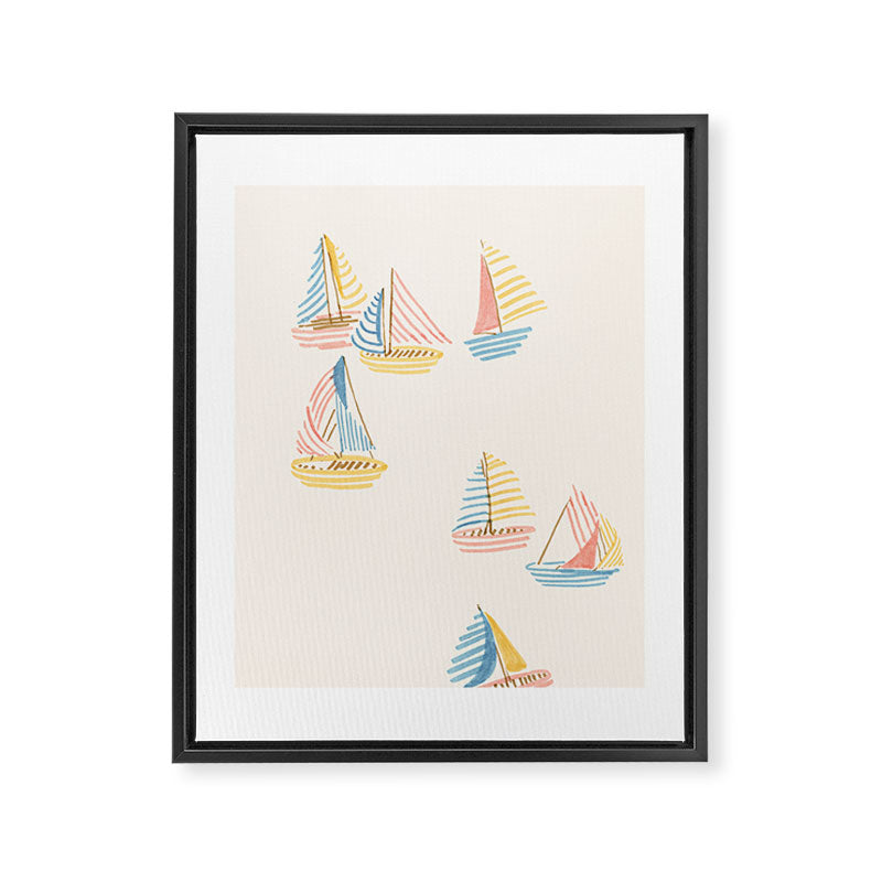 Striped sailboats Framed Canvas Print Gallery Image 6